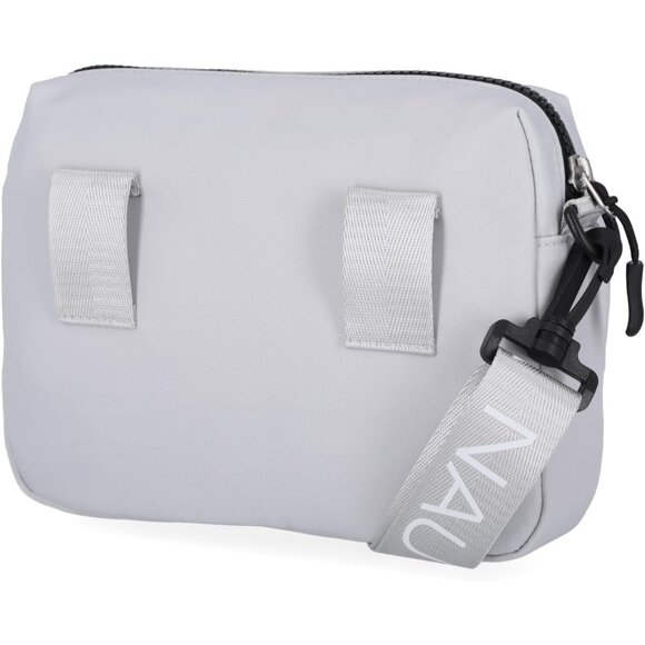 Women's Ice Grey Nylon Bean Crossbody Belt Bag Adjustable Shoulder Strap Zipper - Picture 4 of 5